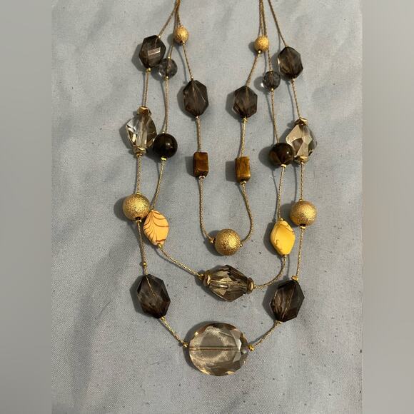 Charming Charlie Layered Beaded Necklace on Gold-tone Chains - Picture 3 of 5